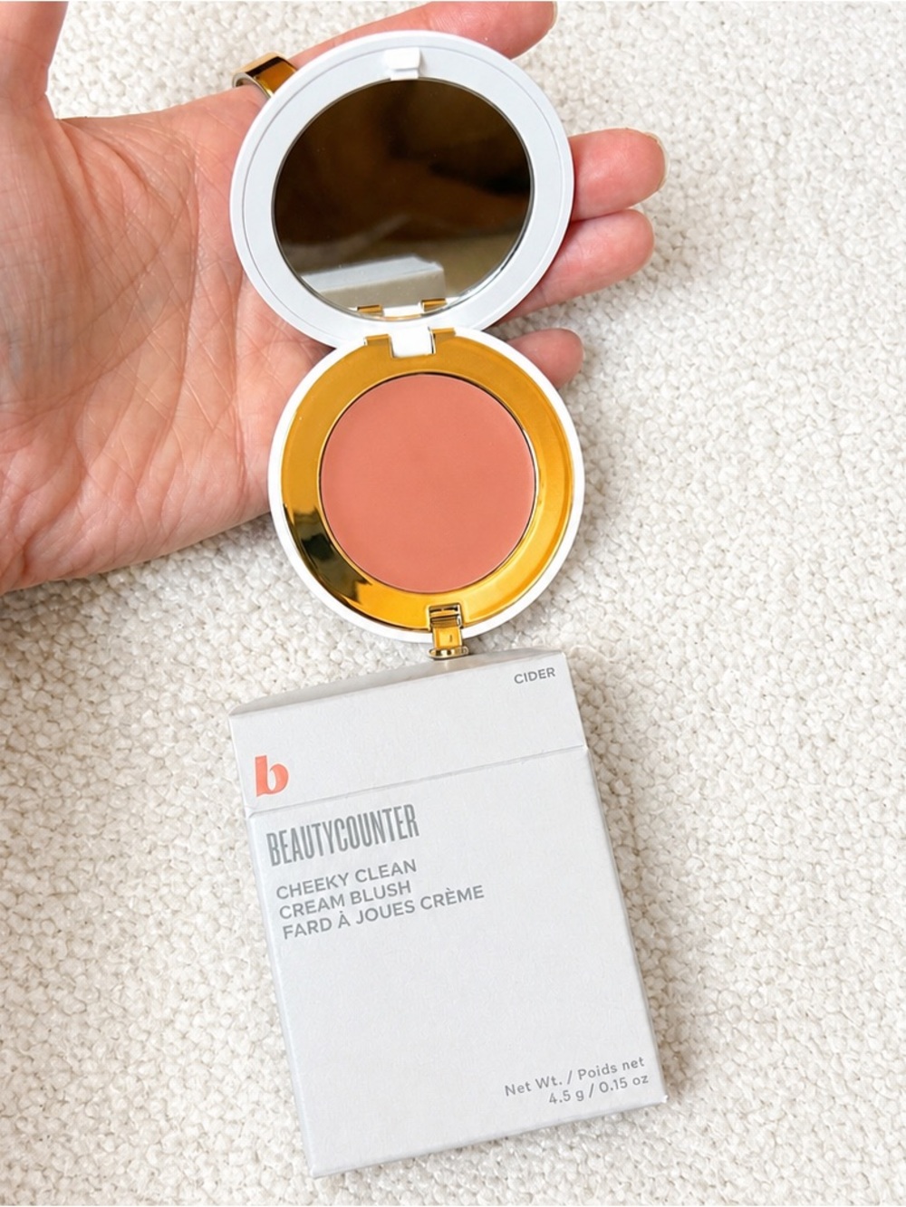 Beautycounter Cheeky Clean Cream Blush Cider Soft Peach Full Size New in Box
